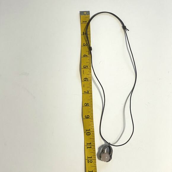 Rose Quartz Gem Necklace Womens Silver Claw Pendant with Brown Cord Adjustable - Picture 6 of 6
